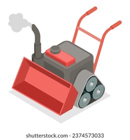 3D Isometric Flat Vector Set of Snowblowers. Item 2