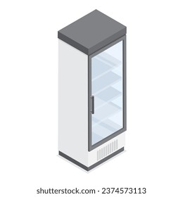 3D Isometric Flat Vector Set of Commercial Display Refrigerators. Item 3