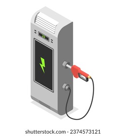 3D Isometric Flat Vector Set of Electromobile Charging Station. Item 4