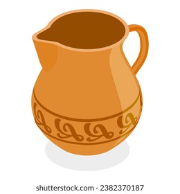 3D Isometric Flat Vector Set of Vintage Ceramic Items. Item 3