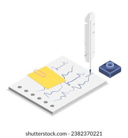 3D Isometric Flat Vector Set of Notes and Paper Stationeries. Item 1
