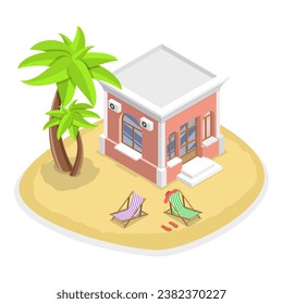 3D Isometric Flat Vector Set of Bungalows. Item 3