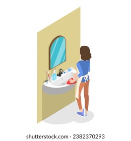 3D Isometric Flat Vector Set of Household Chores. Item 7