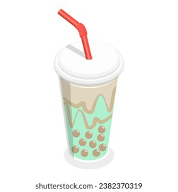 3D Isometric Flat Vector Set of Bubble Tea. Item 5