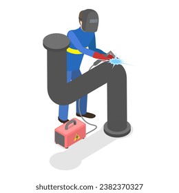 3D Isometric Flat Vector Set of Welder Workers. Item 3