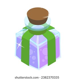 3D Isometric Flat Vector Set of Magic Potions. Item 4