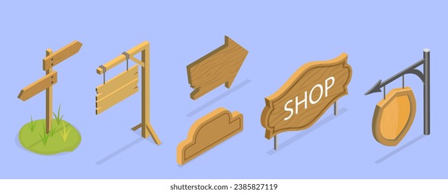 3D Isometric Flat Vector Set of Signboard Collection