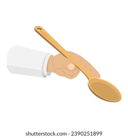 3D Isometric Flat Vector Set of Hands Holding Kitchen Utensils. Item 1