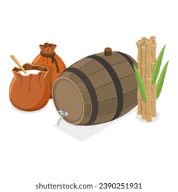 3D Isometric Flat Vector Set of Rum Products. Item 1