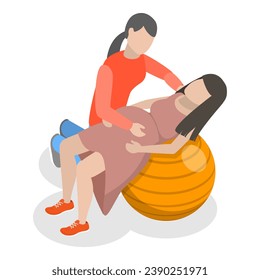 3D Isometric Flat Vector Set of Birth Positions. Item 2