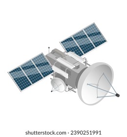 3D Isometrisches, flaches Vektorset von Raumfahrzeugen, Flaschen und Satelliten. Punkt 6