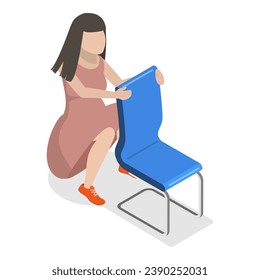 3D Isometric Flat Vector Set of Birth Positions. Item 3