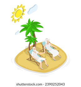 3D Isometric Flat Vector Set of Summer Beach Set. Item 3