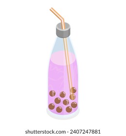 3D Isometric Flat Vector Set of Bubble Tea, Yummy Soft Drink. Item 3