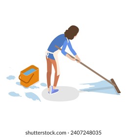 3D Isometric Flat Vector Set of Household Chores, Housekeeping Activities. Item 3