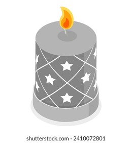 3D Isometric Flat Vector Set of Candles, Different Shapes and Sizes. Item 4