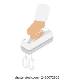 3D Isometric Flat Vector Set of Hands Holding Kitchen Utensils, Kitchen Tools. Item 4