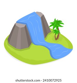 3D Isometric Flat Vector Set of Islands, Different Natural Landscapes. Item 4
