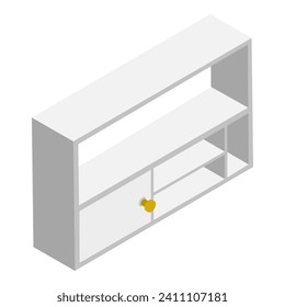 3D Isometric Flat Vector Set of Kitchen Cabinets, Empty Wooden Storages and Shelves. Item 5