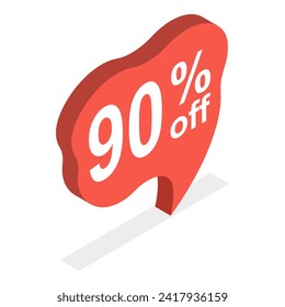 3D Isometric Flat Vector Set of Discount Speach Bubble Tags, Sale Labels. Item 1