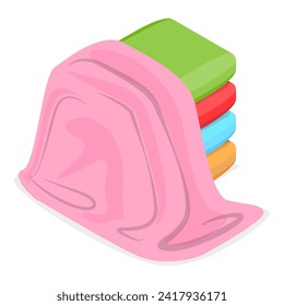 3D Isometric Flat Vector Set of Bathroom Interior Furniture, Shower Cabin, Sink with Mirror, Toilet. Item 2