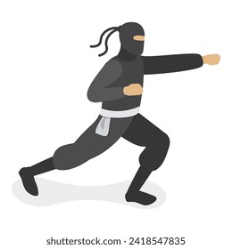 3D Isometric Flat Vector Set of Martial Art Characters, Practicing Fighters. Item 5