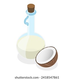 3D Isometric Flat Vector Set of Oil Bottles, Organic Healthy Product. Item 5