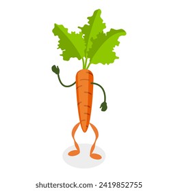 3D Isometric Flat Vector Set of Cute Vegetables, Funny Food Characters. Item 5