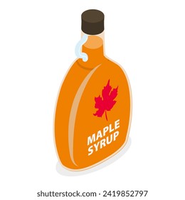 3D Isometric Flat Vector Set of Maple Syrup, Canadian Product. Item 2