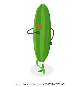 3D Isometric Flat Vector Set of Cute Vegetables, Funny Food Characters. Item 3