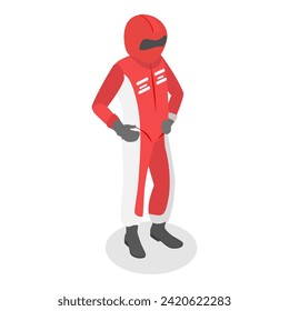 3D Isometric Flat Vector Set of F1 Items, Formula 1 Objects. Item 2