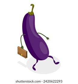 3D Isometric Flat Vector Set of Cute Vegetables, Funny Food Characters. Item 2