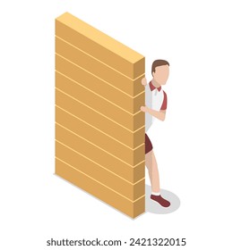 3D Isometric Flat Vector Set of Spying People, Observing and Sneaking. Item 4