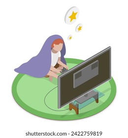 3D Isometric Flat Vector Set of Video Game Scenes, Gaming Entertainment and Leisure. Item 5