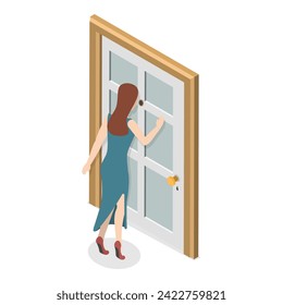 3D Isometric Flat Vector Set of Spying People, Observing and Sneaking. Item 6