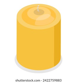 3D Isometric Flat Vector Set of Wax Candles, Stages Of Burning. Item 5