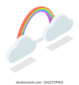 3D Isometric Flat Vector Set of Weather Forecast Icons, Thunderstorm, Rain, Sunny Day, Night and Winter Snow. Item 1
