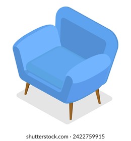 3D Isometric Flat Vector Set of Furniture, Armchairs, Sofas, Chairs. Item 9