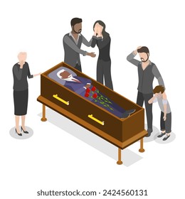 3D Isometric Flat Vector Set of Cemetery And Mourning, Worship and Religion. Item 4