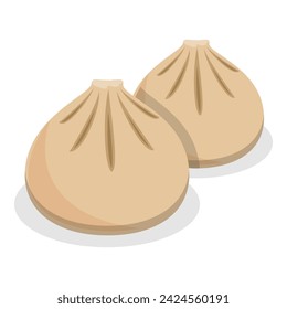 3D Isometric Flat Vector Set of Dumplings, Dim Sum, Asian Food. Item 4