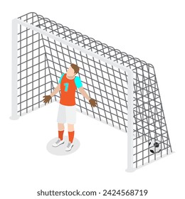 3D Isometric Flat Vector Set of Goalkeepers, Goalie Characters in Motion. Item 2