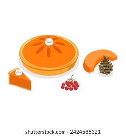 3D Isometric Flat Vector Set of Thanksgiving Set, Fall Season Decoration. Item 1