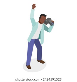 3D Isometric Flat Vector Set of Creative Professions People, Enjoying a Hobbie. Item 5