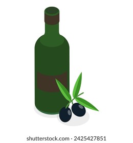 3D Isometric Flat Vector Set of Oil Bottles, Organic Healthy Product. Item 4