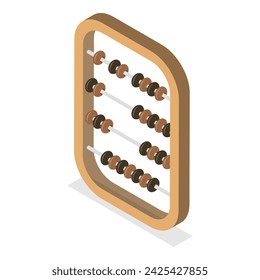 3D Isometric Flat Vector Set of Abacuses, Mathematics Calculator, Math Learning. Item 4