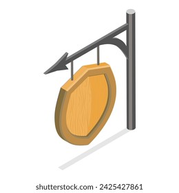 3D Isometric Flat Vector Set of Signboard Collection, Wooden Billboards. Item 4