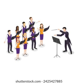3D Isometric Flat Vector Set of Opera Scenes, Theater and Entertainment. Item 5