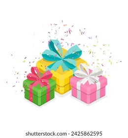 3D Isometric Flat Vector Set of Party Items, Celebration Elements. Item 1