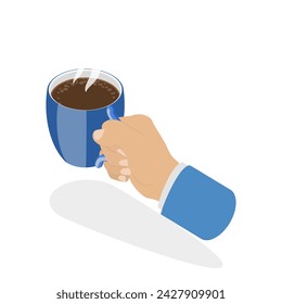 3D Isometric Flat Vector Set of Hand Gestures, Hands Holding Stuff. Item 8