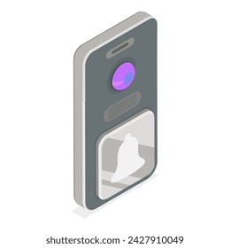 3D Isometric Flat Vector Set of Intercom Equipment Items, Security System. Item 1